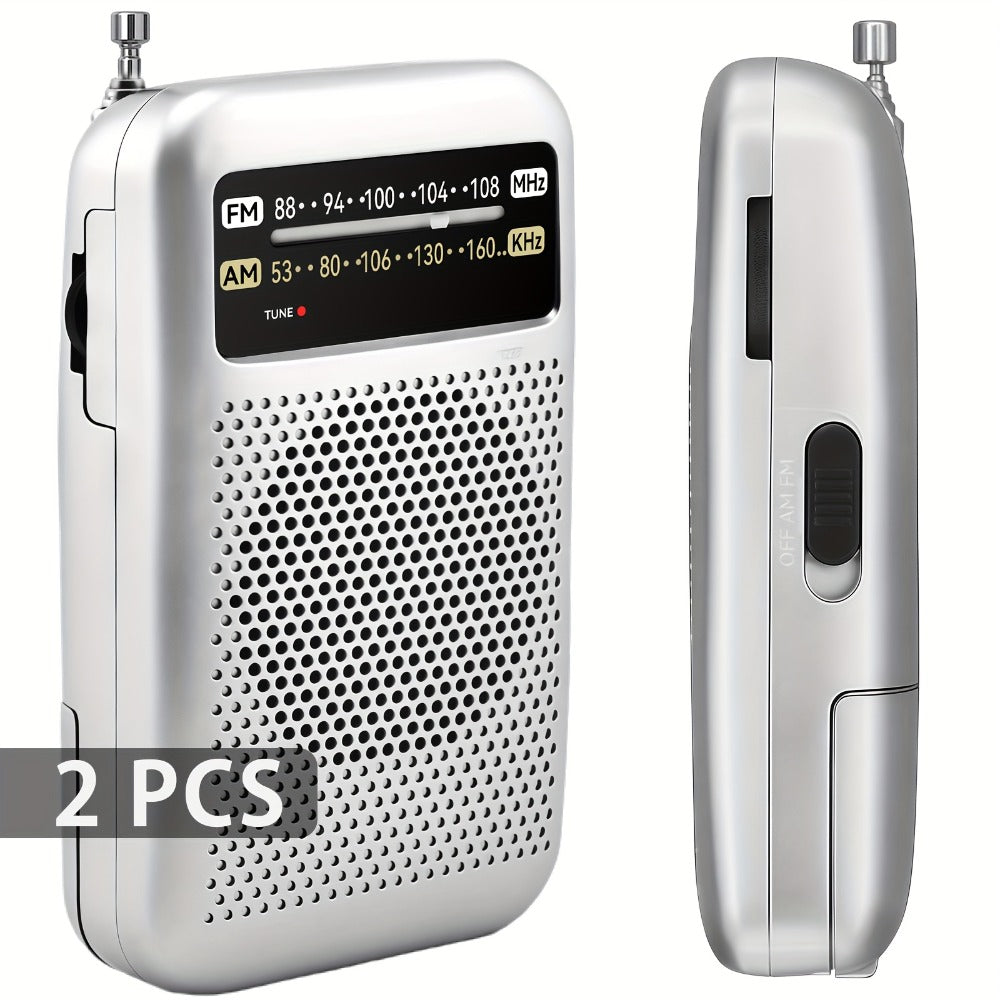Pocket AM/FM Radio with 2-AA Battery Power, Headphone Jack and Single or Two-Piece Color Options