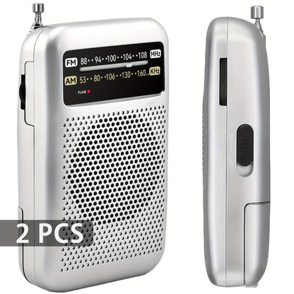 Pocket AM/FM Radio with 2-AA Battery Power, Headphone Jack and Single or Two-Piece Color Options
