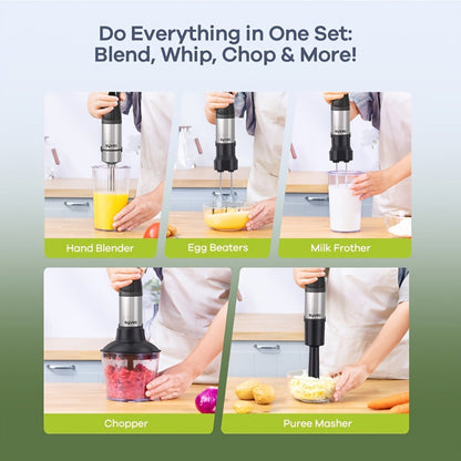 9-in-1-Labeled Immersion Blender Set with Time Display, Chopper, Beaker, Whisk and Frother
