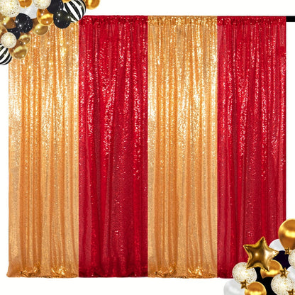 Sequin Backdrop Curtain 4 Panels 2FTx8FT – Shimmer Glitter Background for Wedding Party Photo Booth Decoration