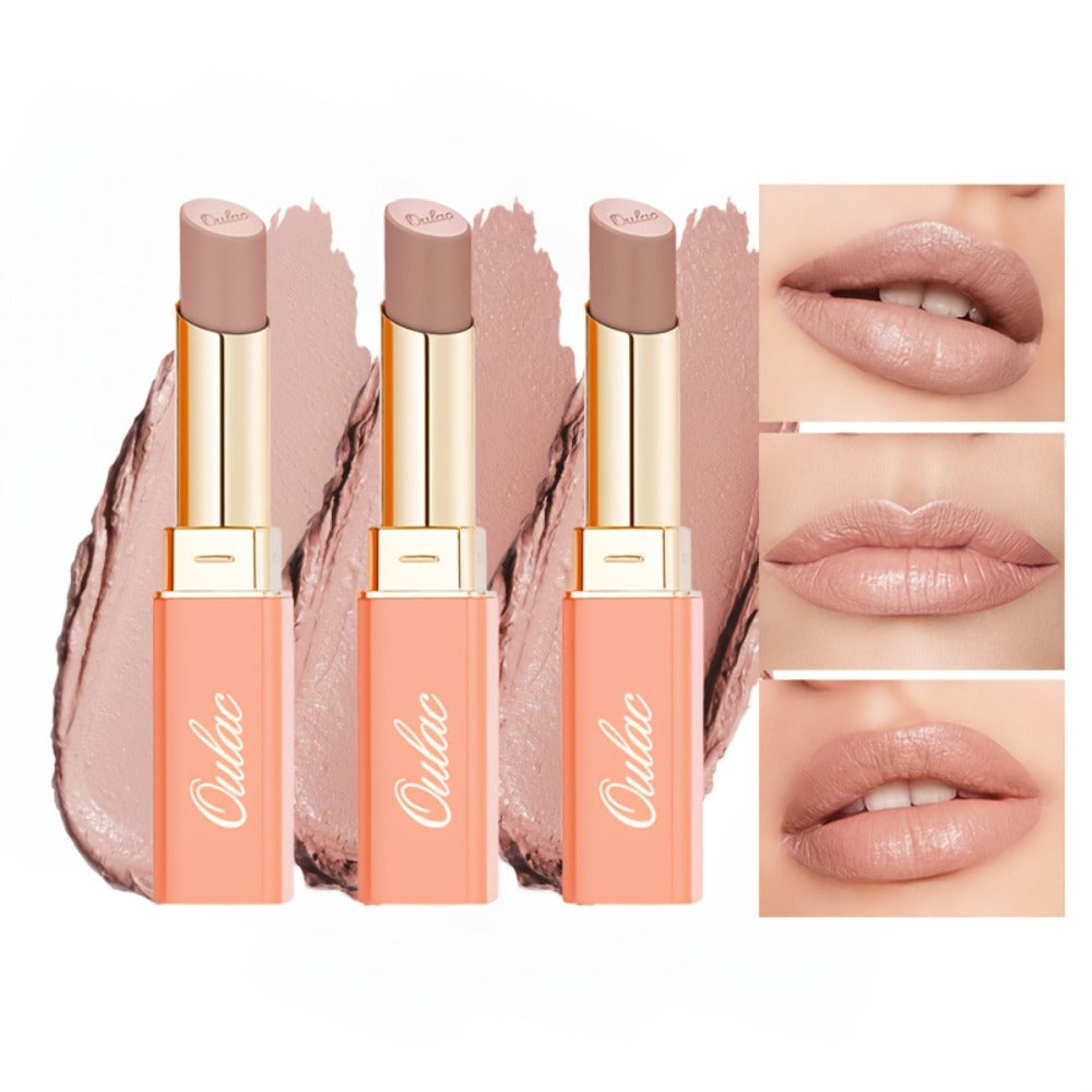 12 g Nude Satin Lipstick Set with Lightweight Cream-to-Satin Formula in Two Checkout Sets for Daily Makeup