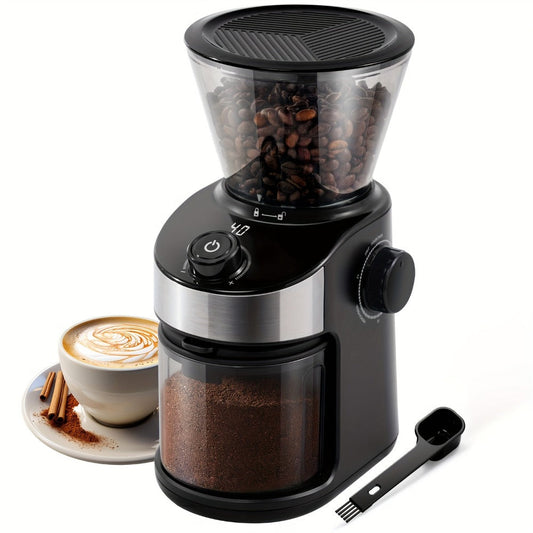 Burr Coffee Grinder Electric – Automatic Coffee Bean Grinder with 40-Second Digital Timer, 25 Precise Grind Settings, Adjustable Burr Mill for Espresso, Drip, French Press & Pour Over – Black