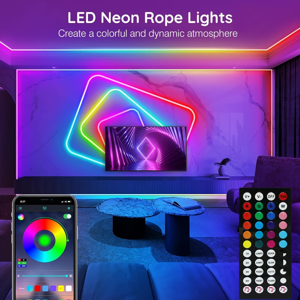 5050 RGB LED Strip Light Kit, 10m to 30m with App Control, Music Mode and 40-Key IR Remote