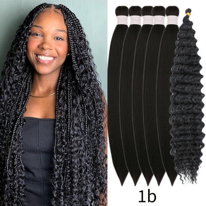 Six-Pack Braiding Hair with Deep-Curly Ends in Seven Pictured 26- or 32-Inch Color Options
