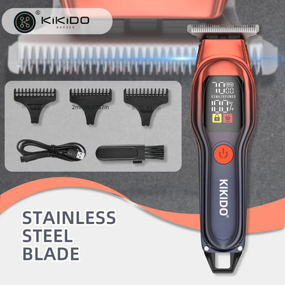 Hair Clippers & Trimmers KIKIDO KK-A2 T-Blade Model with LCD Display, USB Charging and Three Guide Combs
