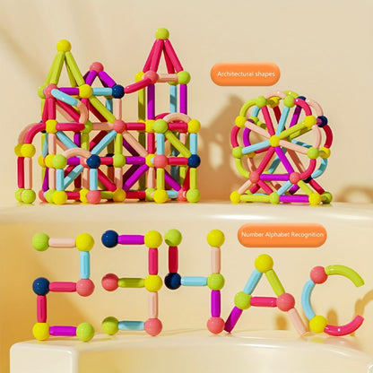 Magnetic Stick and Ball Building Set in 28-Piece or 58-Piece Multicolor Options for Pictured 3D Shapes