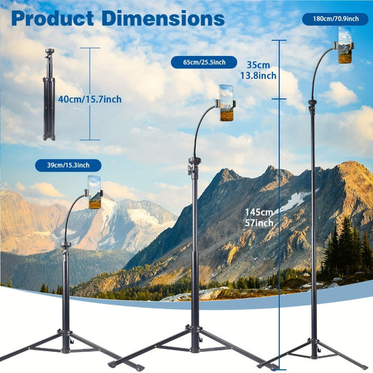 63 Inch Gooseneck Phone Tripod Adjustable with 360° Flexible Neck & Universal Phone Holder – Portable Camera Stand for Content Creators, Vlogging, Live Streaming, Selfie & Filming, iPhone & Android