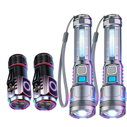 Flashlight Rechargeable 4-Piece Work Light Set with Zoomable Beams, Magnetic Bases and Two Body Styles