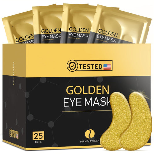 Gold Collagen Under Eye Patches 25 Pairs Gel Eye Masks — Hydrating Anti-Aging for Dark Circles Puffiness Swollen Eyes Fine Lines Deep Moisturizing Eye Treatment Women Men All Skin Types