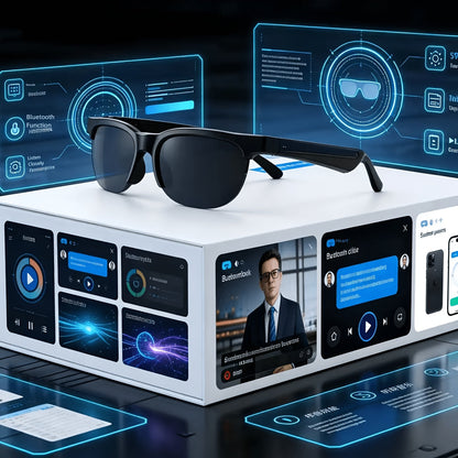 Smart Glasses Translation Eyewear with Photochromic Lenses, Wireless Earphones, Microphone and Rechargeable Battery