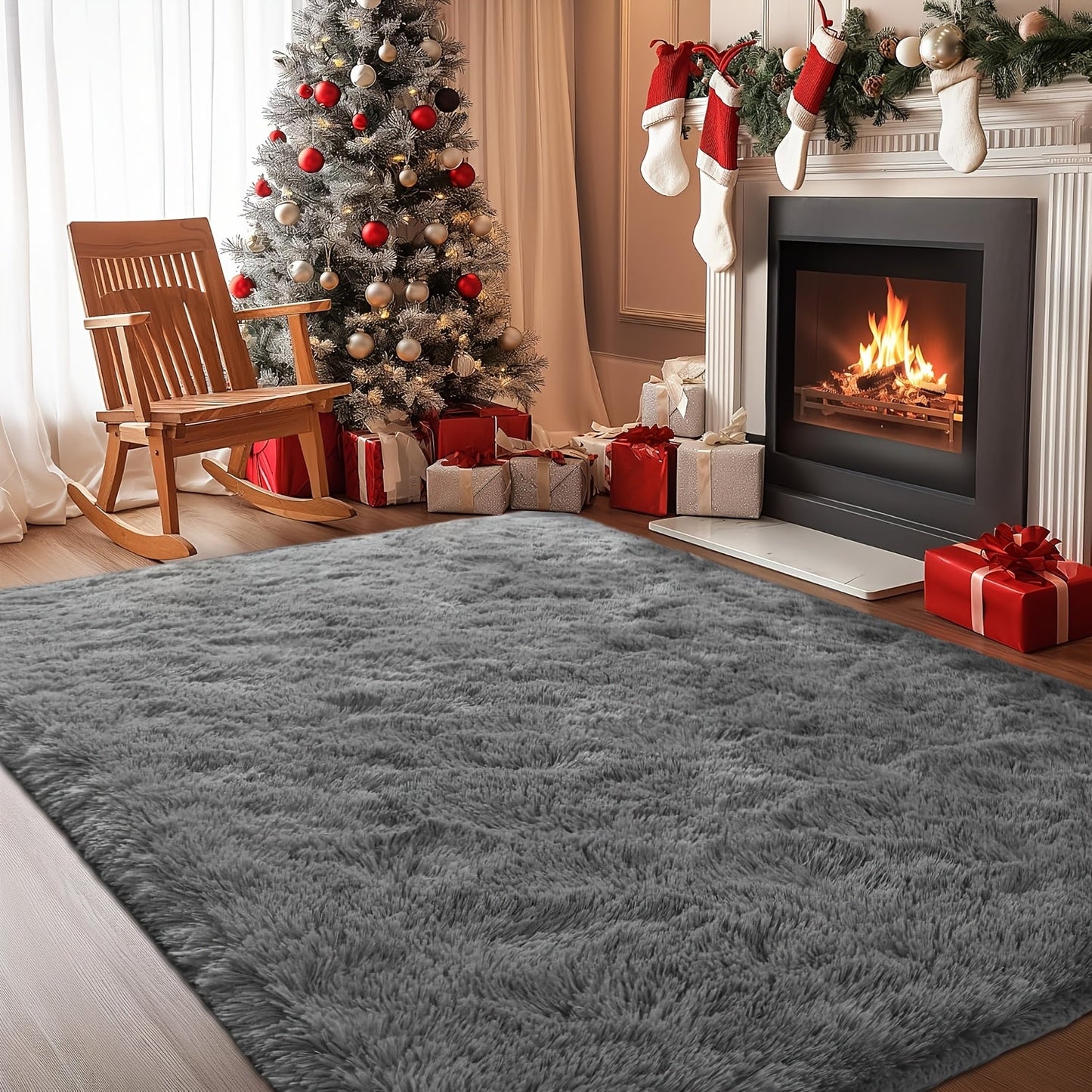 Fluffy Indoor Area Rug in Five Colors and Six Size Options for Living Room, Bedroom, Kitchen or Bathroom