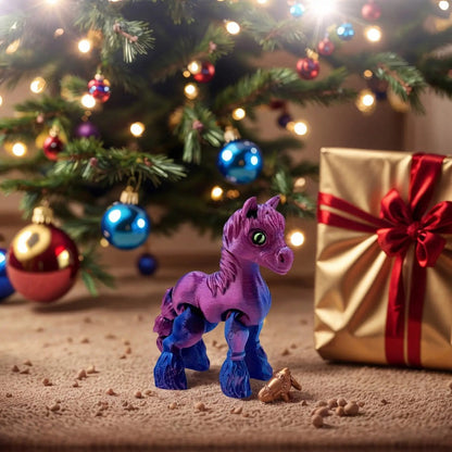 Six-Piece 3D-Printed Horse Figurine Set with Articulated Legs in Six Bright Color Designs for Desk Display