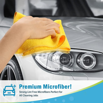 Microfiber Cleaning Cloths 50/60 Pack – Ultra-Soft Scratch-Free Towels for Car Detailing, Kitchen & Home, Quick-Dry Absorbent Lint-Free Rags, 5 Colors, 12"x12", Machine Washable