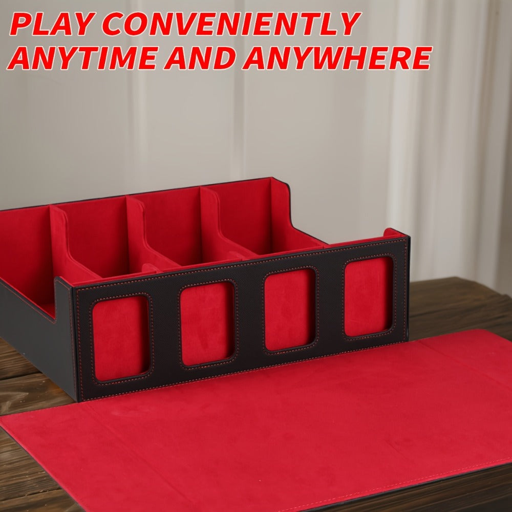 Four-Row Trading Card Storage Box with Display Windows, Four Colors and Pictured Divider Accessories