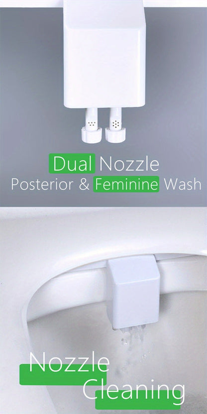 Bidet Attachment Hot and Cold Water – Dual Nozzle Non-Electric Toilet Seat Bidet, Rear & Feminine Wash, Self-Cleaning Retractable Nozzle, Adjustable Warm Water Pressure, Easy Install