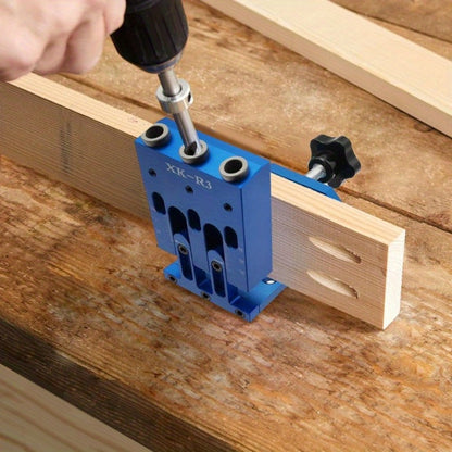 Adjustable Pocket Hole Jig Kit with Three 15-Degree Drill Guides, Bits, Screws, Plugs and Hex Drivers