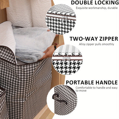 Houndstooth Lidded Storage Bins in One- or Three-Piece XXXL 55.48-Gallon Options with Carry Handles