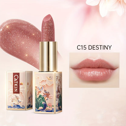 Lip Balm CATKIN Tinted Stick with Five Named Shade Options, Glossy Finish and Floral Packaging