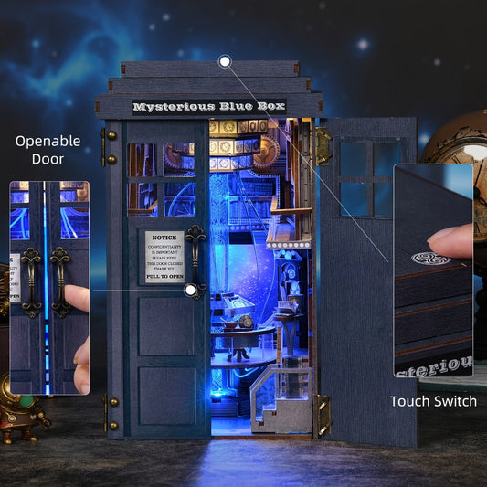 Magic Box Book Nook Kit DIY – 3D Wooden Miniature Dollhouse Bookshelf Insert, Mysterious Fantasy Scene Craft for Adults & Teens, Unique Bookend Home Decor, Valentine's Day Halloween Christmas Birthday Gift