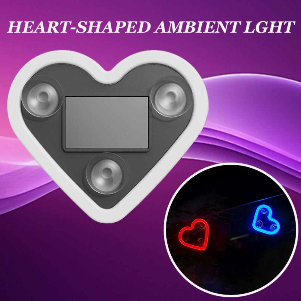 Car Interior Neon Heart Lights Solar USB Rechargeable 5 Lighting Modes Vibration-Sensing Auto On/Off Dashboard Decoration for Cars Trucks SUVs, 2pcs Set Iridescent Pink Blue Red Ice Blue Gift