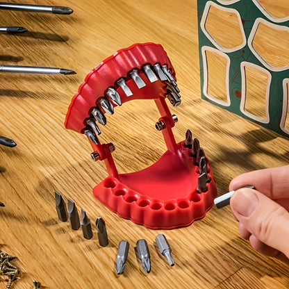 28-Piece Hex Driver Drill Bit Set with 1/4-Inch Shanks, Adapters and Hinged Red Novelty Holder