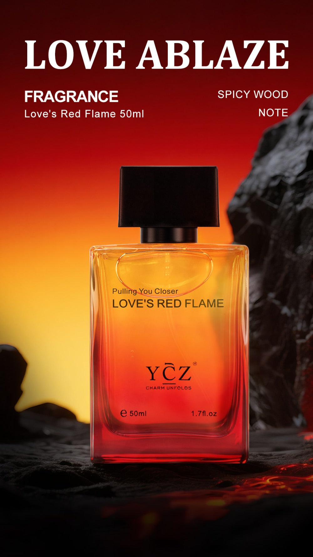 Cologne for Men — YCZ Love's Red Eau de Parfum 1.7 Fl Oz, Long-Lasting Scarlet Aromatic Scent, Masculine Fragrance Spray, Perfect for Date Night & Everyday Wear