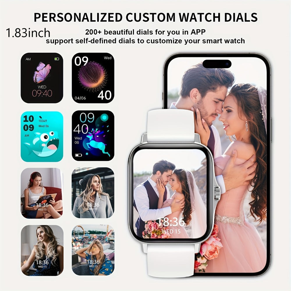 Smartwatch with Navigation & Dual Strap 1.83" TFT Full Touch Screen, Wireless Calling, Remote Camera, Music Player, Message Alerts – For Men & Women iPhone & Android