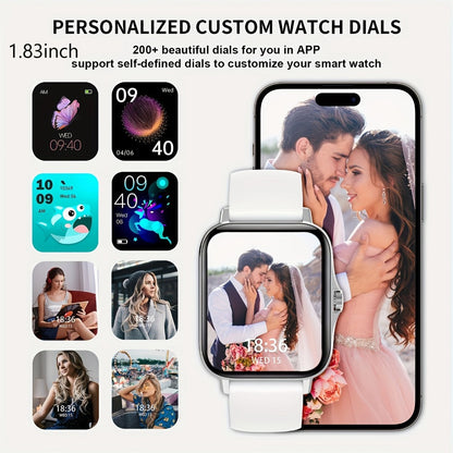 Smartwatch with Navigation & Dual Strap 1.83" TFT Full Touch Screen, Wireless Calling, Remote Camera, Music Player, Message Alerts – For Men & Women iPhone & Android