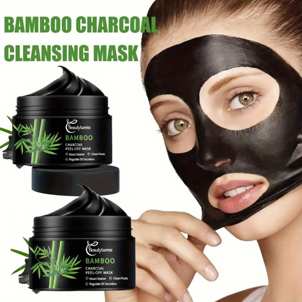 Bamboo Charcoal Clay Face Mask Deep Cleansing Pore Minimizing Oil Control Blackhead Remover Hypoallergenic Detox Mask for Men Women Oily Acne Congested All Skin Types