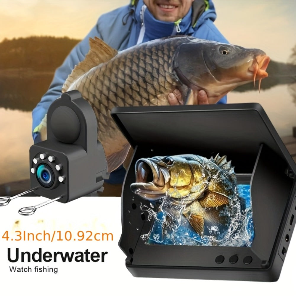Underwater Fishing Camera 4.3-Inch HD Display with Night Vision & Triple Light Shielding – Portable Fish Finder with Bait Monitor, Complete Fishing Kit for Ice Lake River Sea Fishing