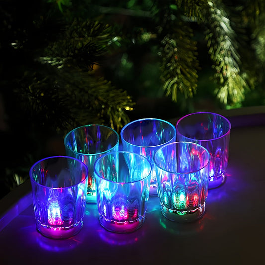 LED Light-Up Party Wine Glasses Set – 12 or 15pcs Glowing Plastic Cups with Colorful LED Lights for Birthday, Bar, Wedding, Holiday & Sports Events