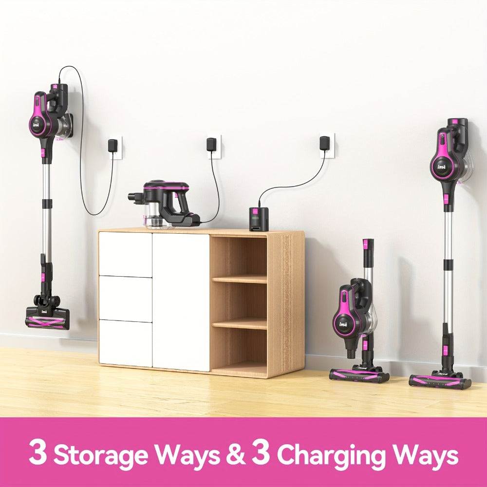 Stick and Handheld Vacuum Cleaner with LED Floor Head, Six Cordless Colors or Black Wired Model