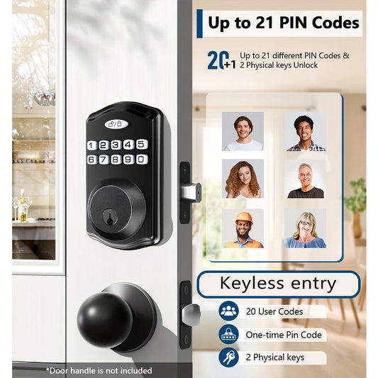 Tuya Smart Front Door Lock with Fingerprint & Keypad, Bluetooth App Control, Auto Lock, Vacation Mode & Hidden Key Backup – Digital Keyless Entry Electronic Lock for Home Apartment Office