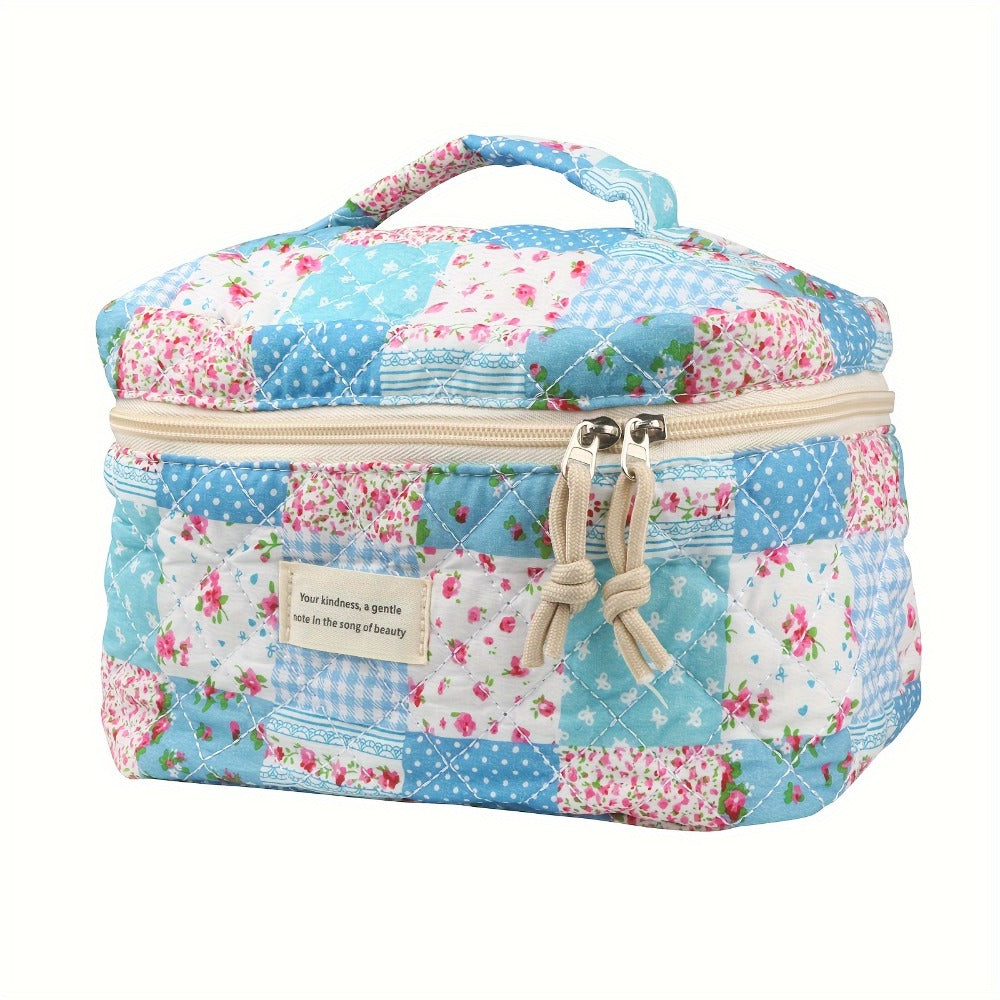 Makeup Bag – Quilted Makeup Bag Set 4-Piece Floral Rose Coquette Aesthetic Premium Cotton Cosmetic Organizer Travel Toiletry Pouch 4…
