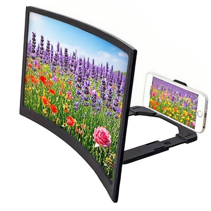 Screen Magnifier for Phone 12 Inch HD Curved Lens – 1:1 No-Distortion Enlarger, Foldable Portable Stand, Eye Protection for Movies Video Calls, Universal Smartphone Amplifier, Gift for Seniors Students