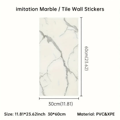 Self-Adhesive Waterproof PVC Wall Sticker 22pcs Peel and Stick Marble Boho Wallpaper 11.81x23.62in Oil Resistant for Kitchen Bathroom Living Room Bedroom Decor