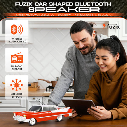 Portable Bluetooth Speaker Fuzix WS-1965 Retro Car with LED Lights, Mic, FM, AUX, USB and TF