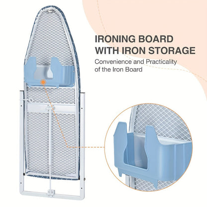 Wall-Mounted Fold-Down Ironing Board with 36-by-12-Inch Surface in Light Blue or Blue Covers
