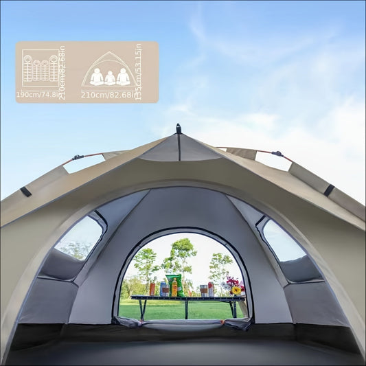 Camping Tent Pop-Up with Dual Doors, Optional Mesh Windows and 1-3 or 3-4 Person Source Options