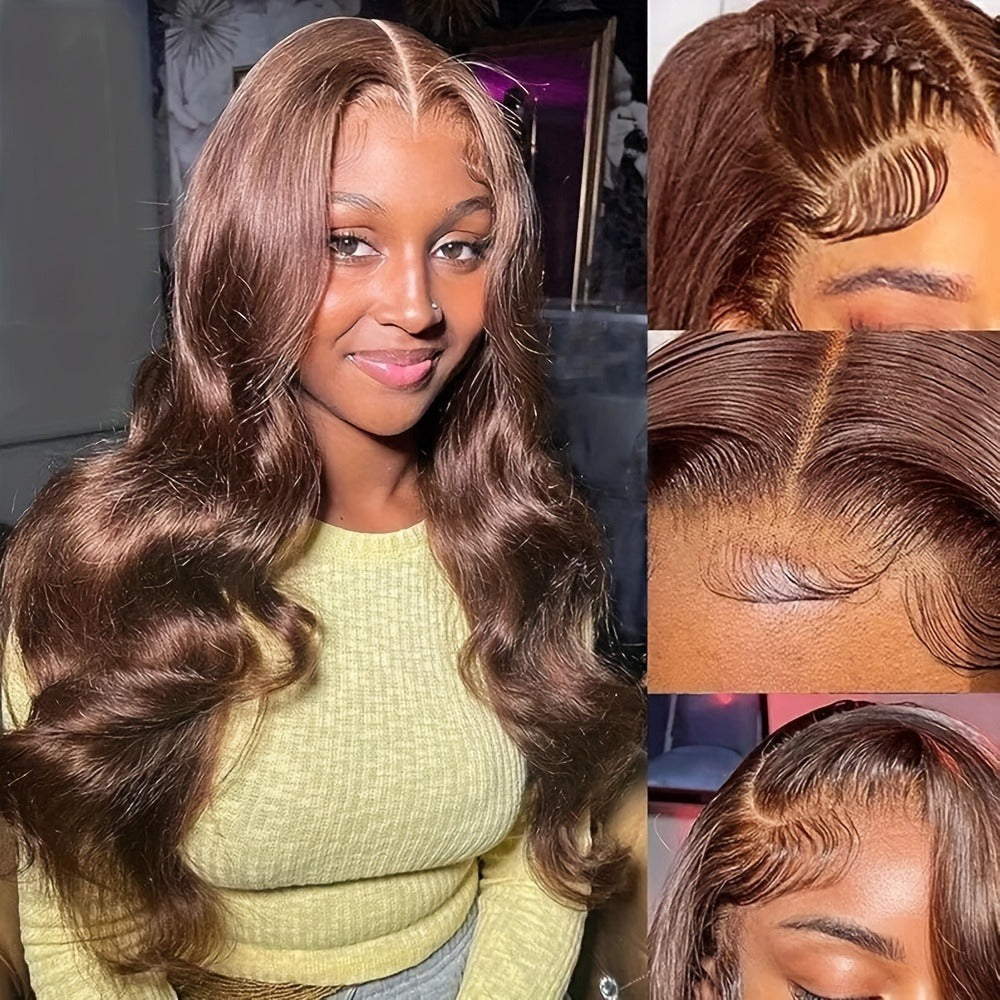 Body Wave Lace Front Wig Synthetic Glueless Heavy Density 26-34 Inch | Dark Brown Red Orange-Red Black Long Wavy Women Daily Wear Party Cosplay