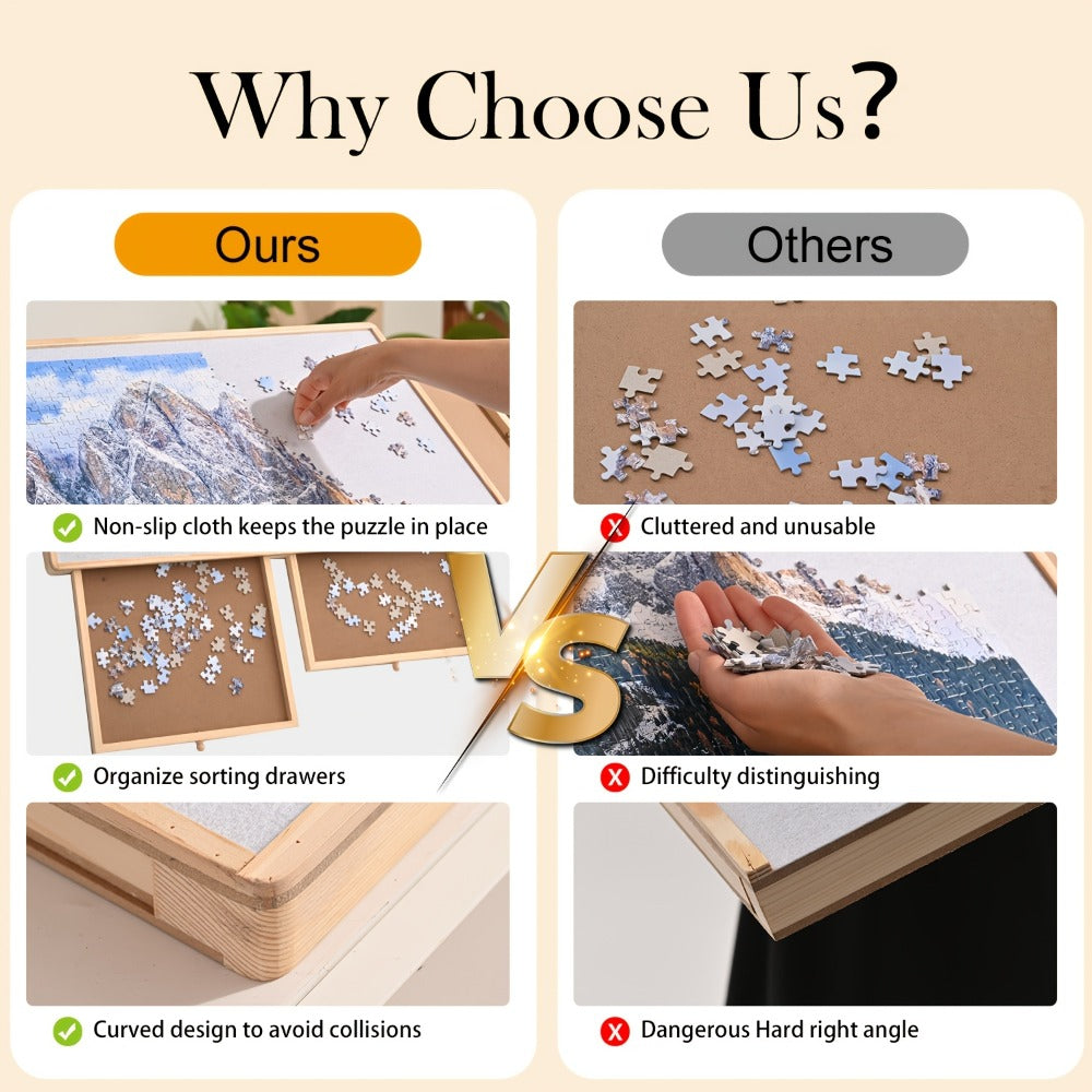 Puzzle Board Table 2000 Pieces Tilting Surface 41.5"x29.6" – Large Wooden Jigsaw Puzzle Plateau with 4 Magnetic Drawers & Cover, Ergonomic Puzzle Organizer for Adults Seniors, Birthday Christmas Gift