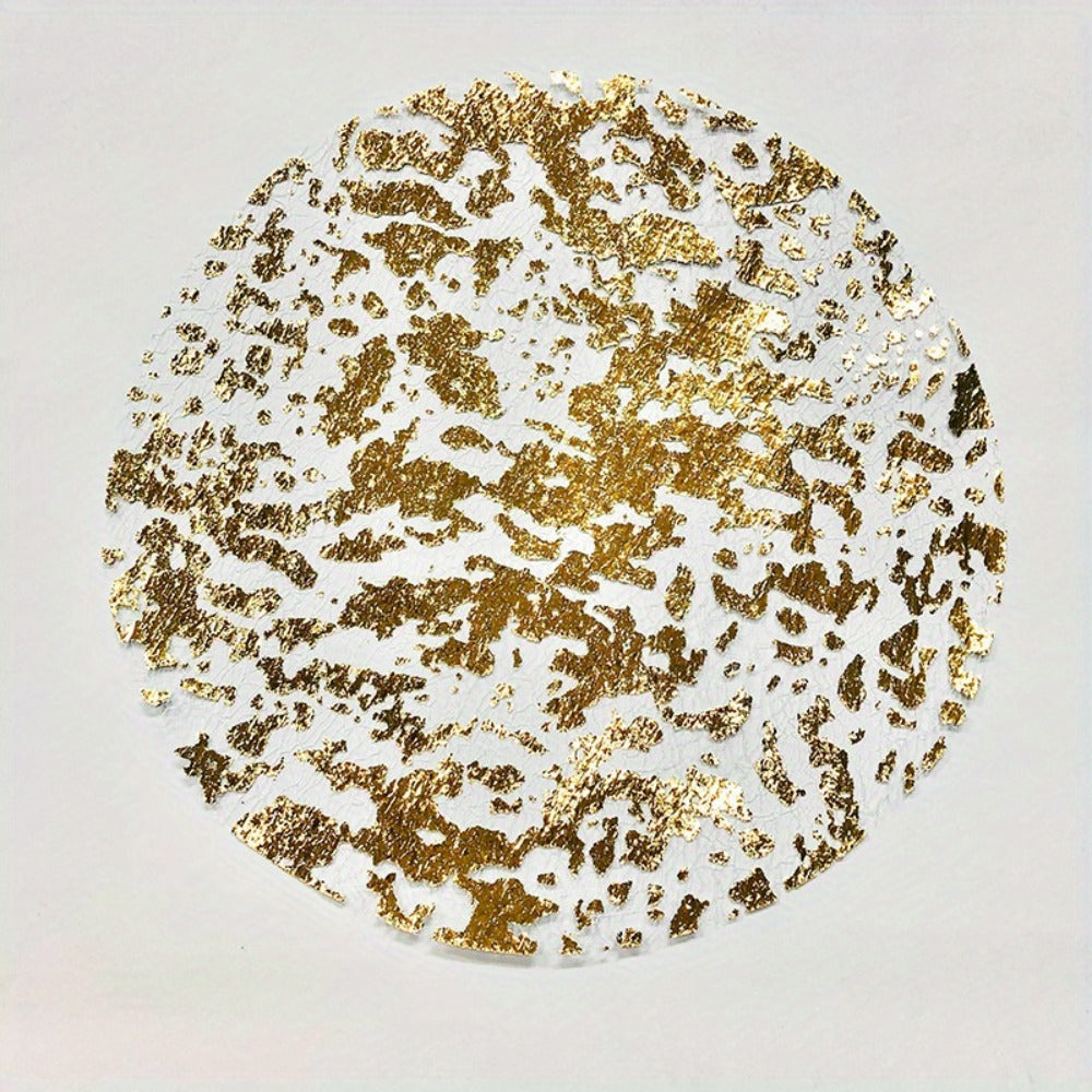 Round Golden Foil Placemats in 50- or 100-Piece Sets with 11-Inch Mesh Design for Party Tables