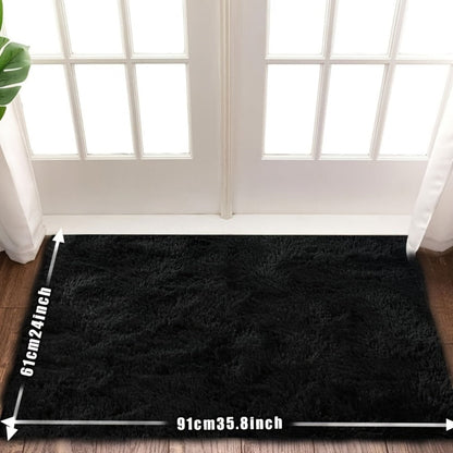 Rectangular Shaggy Area Rug with Four Color Labels and 24 x 35.8-Inch to 94.49 x 118.11-Inch Sizes