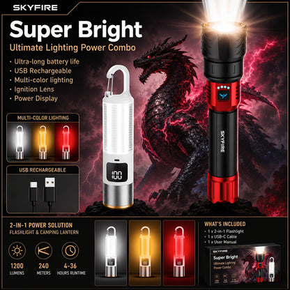 Flashlight Zoomable Rechargeable Cycling Light with Four Modes and Seven Listed Kit Configurations