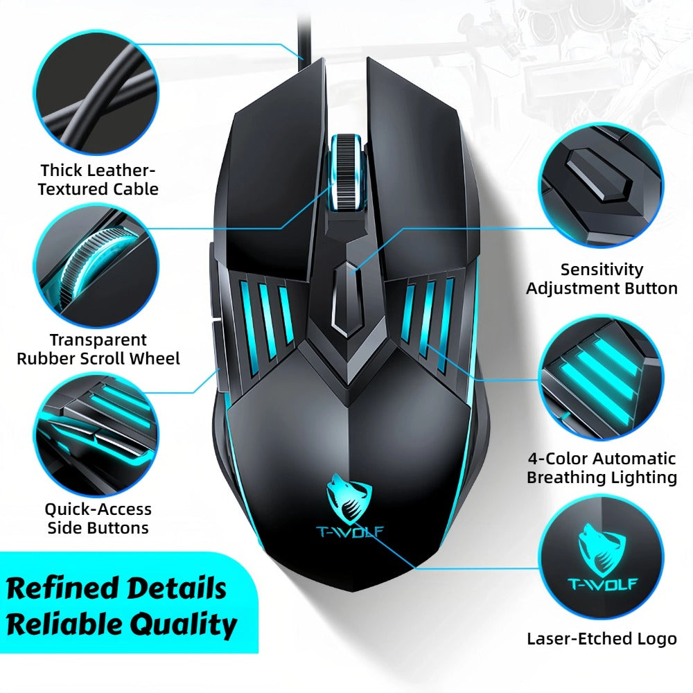 Programmable RGB Gaming Mouse Wired Pro-Grade with Turbo Click Multi-Mode DPI Sensitivity Dynamic for an Everyday Personal Care Routine