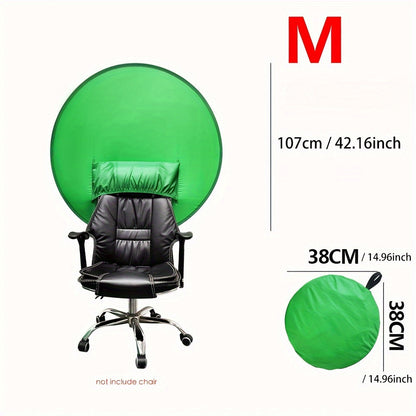 Chair-Mount Green Screen Backdrop in Medium or Large, Foldable Chroma Key Background for Video Calls