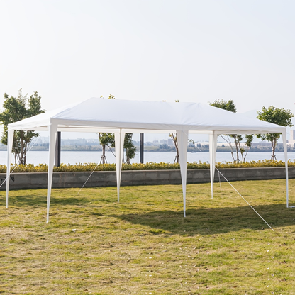 White Open-Sided Canopy Tent in 10x20ft or 10x30ft Sizes with Ropes, Stakes and No Sidewalls