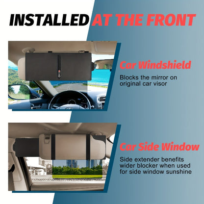 Sun Visor Extender Polarized PC Material | Driver & Passenger Side Clip-On, Adjustable Glare & UV Blocker, Fits All Vehicles, Road Safety Anti-Glare Car Sun Shield