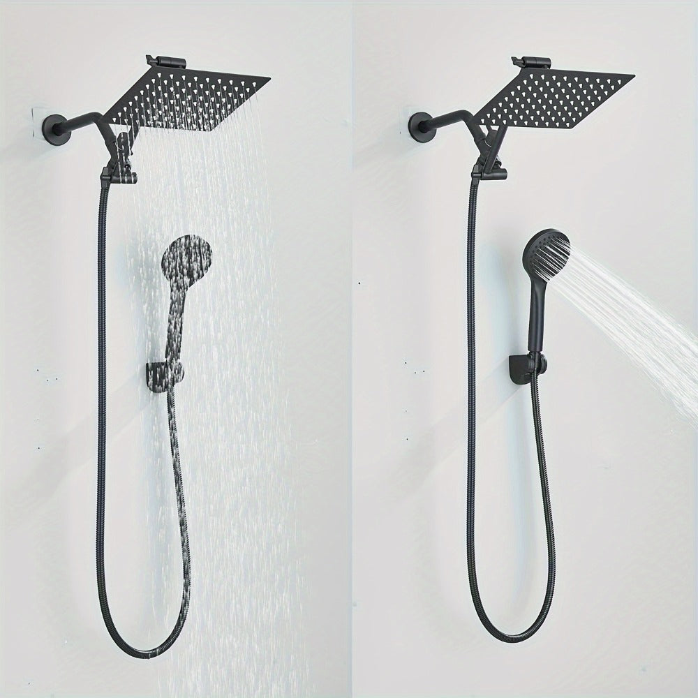 Rainfall and Handheld Shower Combo with 8-Inch Square Head, 11-Inch Extension Arm and Chrome Finish