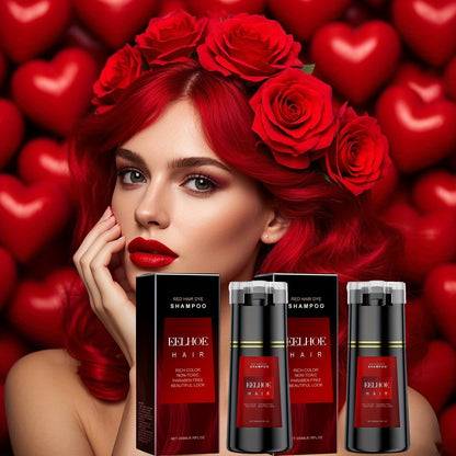 Hair Dye Shampoo, EELHOE Red Two-Pack with Two 200ml Pump Bottles for At-Home Color Application